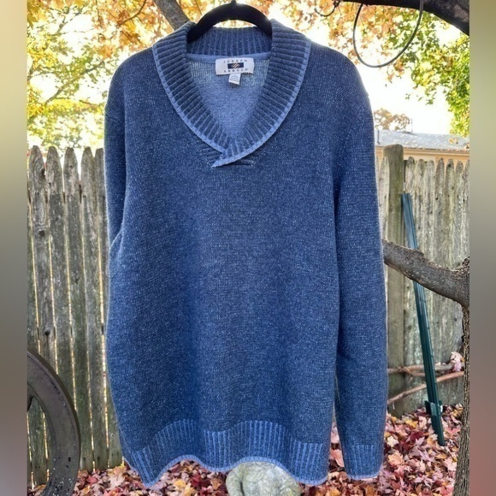 Joseph Abboud Men’s Heritage Shawl Collar Wool Sweater (Blue) (NWOT) - Picture 2 of 9